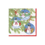 Caspari Snowman Ornaments Paper Cocktail Napkins - 20 Per Package 