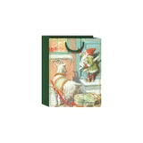 Varme Gifts green medium Christmas bag featuring Jenny Nystrom's vintage Tomte and goat illustration.