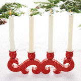 Danish Wooden Candle Holder - Red
