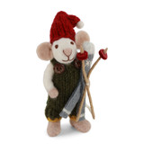 Small White Boy Mouse with Green Pants and Skis Small White Boy Mouse with Green Pants and Skis
