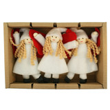 Nordic Angel Girl Ornaments - 3 pack - White/Red