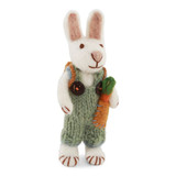 Felt White Boy Bunny w/Carrot Basket