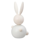 White wooden rabbit figurine with long ears, maple material.