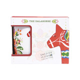 Red and white Dalahorse mug in gift box, ceramic.