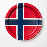 Norway Flag Paper Plates - 9" - 8 Pack