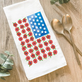 Flour Sack Tea Towel - Cotton - Floral American Flag