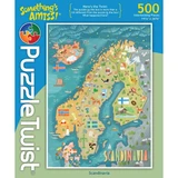 Box for Scandinavia 500-piece puzzle by Puzzle Twist, featuring a whimsical map illustration.
