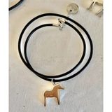 Dala Horse - Silver Pendant/Leather Necklace