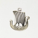 Viking Ship Norse Pendant/Necklace - Black Rope Chain