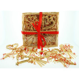 Straw Ornaments in Basket - 24 Assorted (H1-590)