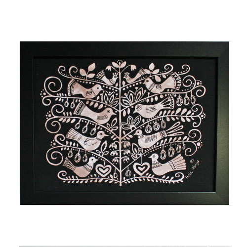 Tree of Birds Batik Framed Wall Hanging - 11 1/4" x 14 1/4" (641581)