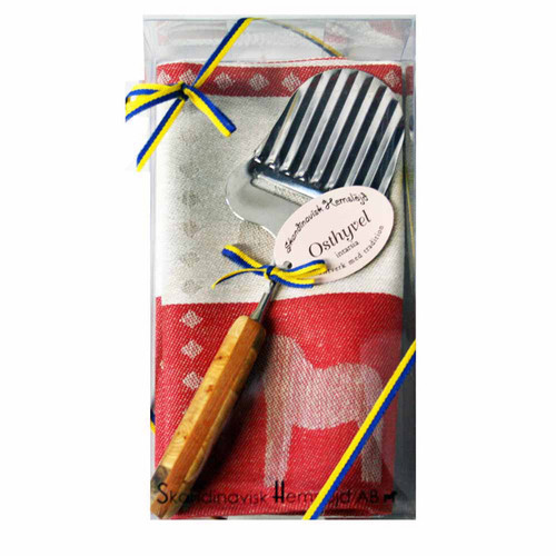 Skandinavisk Hemslojd Dala Horse Towel & Cheese Slicer Gift Set - Red 
