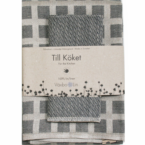 Linen Disktrasa Dishcloth and Towel Set - Graphite (84-16)