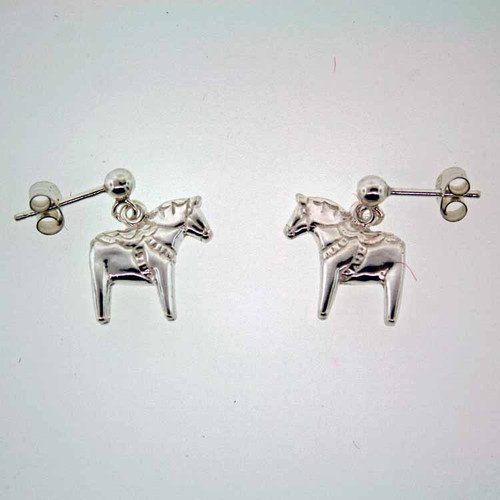 Swallings Dala Horse Earrings (Dangle) - Silver 