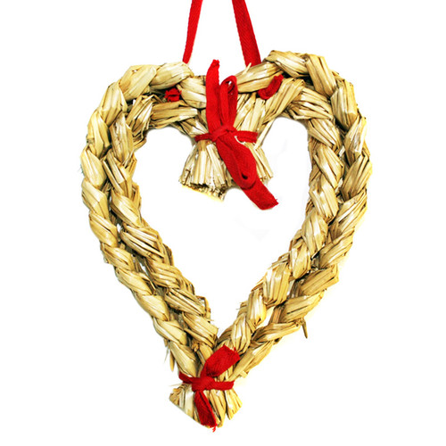 Straw Heart w/Ribbon - 10" (H1-136)