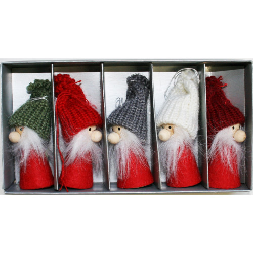 Tomte-Santa Nordic Gnome Ornaments - 5 Pack (H1-2108)