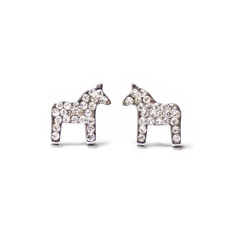 Anna Viktoria Dala Horse Krystal Silver Earrings (Posts/Stick) 