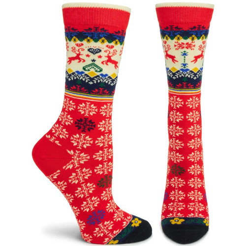 Scandinavian Specialties Ozone Socks - Renne Red Ladies Crew - One Size 