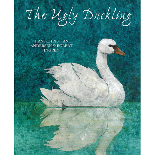 Hardcover book cover featuring a white swan swimming on teal water with reflection.