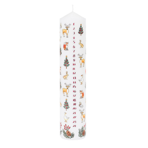 Alison Gardiner Designs Advent Pillar Candle - Winter Wildlife - 10 inches high 