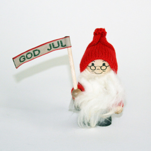 Ljungstroms Tomte-Santa w/God Jul Flag - 3.5" 