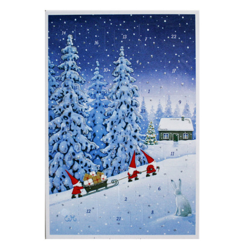 Bromma Kortforlag Advent Calendar Card - Tomte Sled 