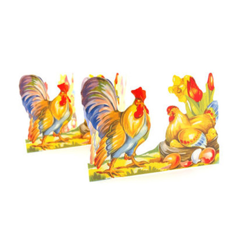 Paper Cutout - Easter Rooster/Hen & Chicks (Parkyckling) (BK-40)