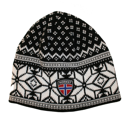 Knit Hat - Black - White Stars - Norway Flag (630201)
