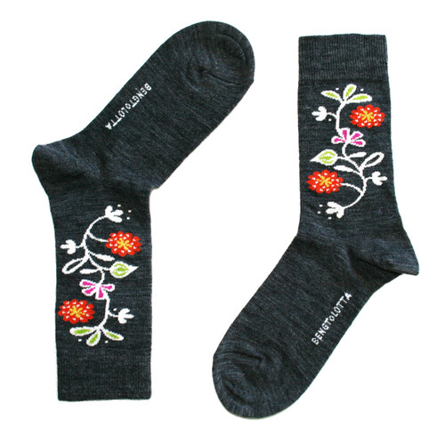  Bengt & Lotta Bloom Socks - Charcoal Grey 