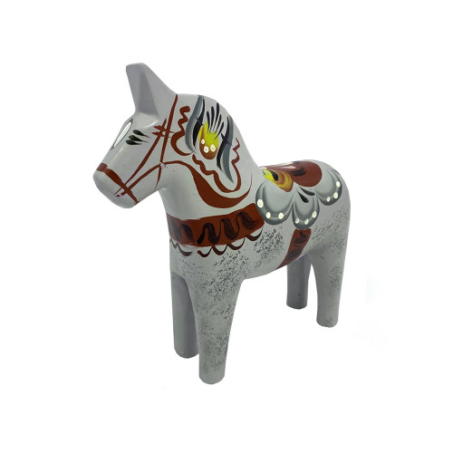 Swedish Wooden Dala Horse - Grey Love Horse - 6" (SDH6-LH)