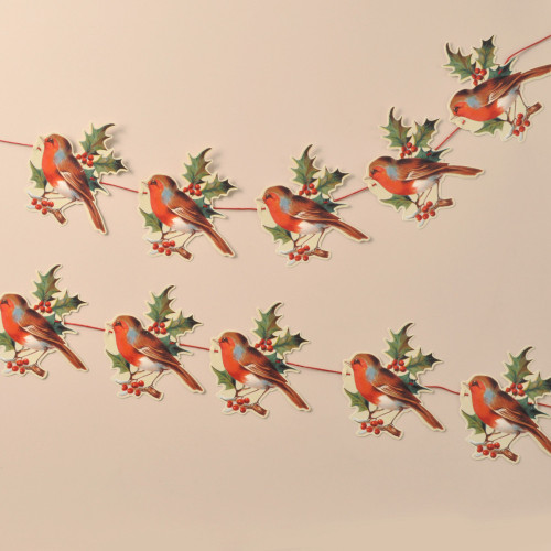 Alison Gardiner Designs Robin and Holly Paper Garland (Cutout) 
