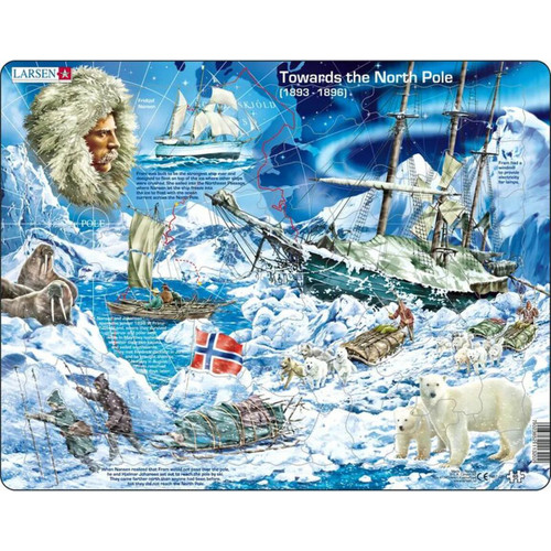Larsen "Towards The North Pole" puzzle with historic arctic expedition scenes.