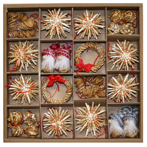 Straw Snowflake and Star Ornament Set - 56 pc. (H1-3519)