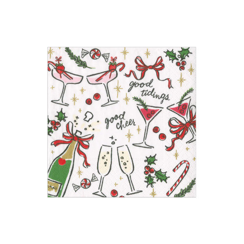 Let's Be Merry Paper Cocktail Napkins - 20 Per Package (17270C)