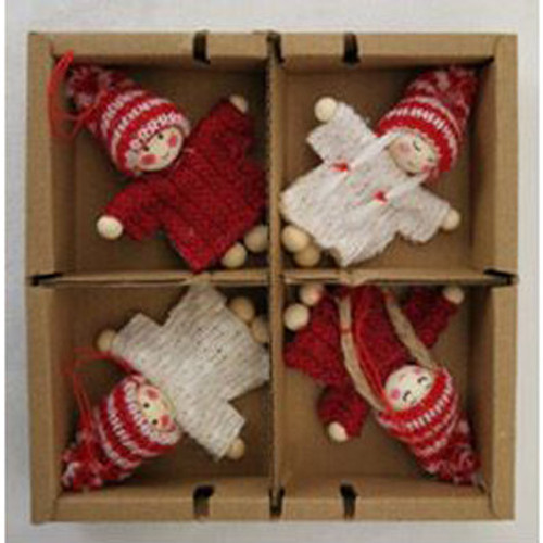 Varme Gift Tomte Boys and Girls Christmas Ornaments - 4 Pack 