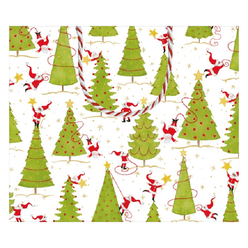 Caspari Twirling Santa's Large Gift Bag - 11 3/4" - 1 Each 