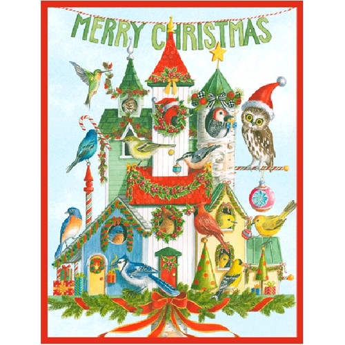 Caspari Christmas Birdhouse Boxed Christmas Cards - 16 Cards & 16 Envelopes 