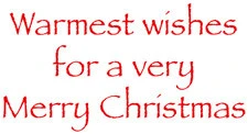 Red cursive text reads "Warmest wishes for a very Merry Christmas.