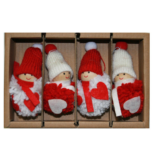 Fluffy Yarn Tomte Ornaments - Set of 4 (H1-2353)