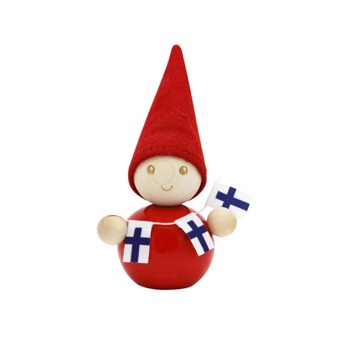 Tonttu Christmas Elf with Finnish Flags - 3.5" (B7870)