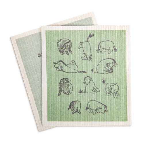 Two green Swedish dishcloths with Eeyore illustrations, one partially visible.