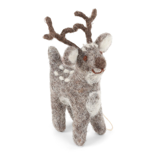 Gry & Sif Cute Grey Deer Felt Ornament - 4" 