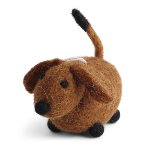 Gry & Sif Brown Dog Felt Ornament - 3" 