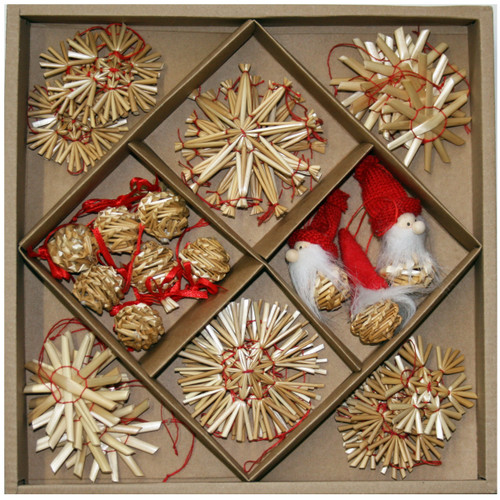 Straw Ornament Assortment - 36 Pc's