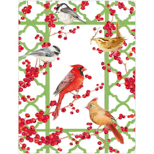 Winter Birds & Berries Classic Boxed Christmas Cards - 15 cards & envelopes