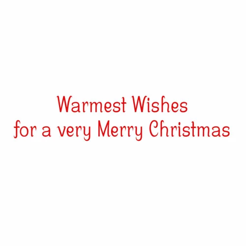 Red cursive text reads "Warmest Wishes for a very Merry Christmas" on white.