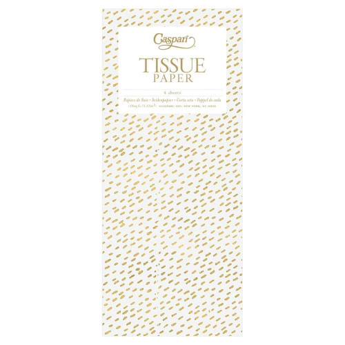 Little Dash Tissue Paper in White & Gold - 4 Sheets