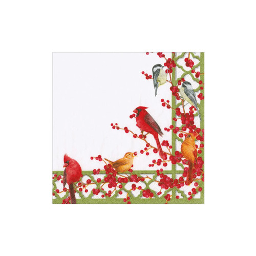 Winter Birds and Berries Recycled Cocktail Napkins - 20 Per Package