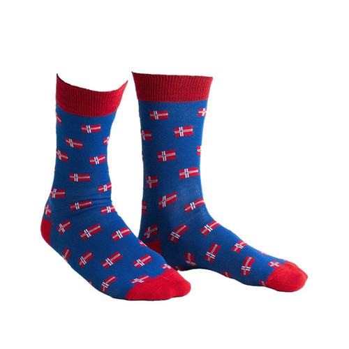 Norway Flag Crew Socks - Medium Blue