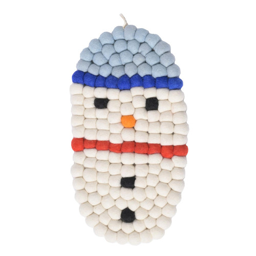 Wool Trivet/Pot Mat Oval - Snowman Wool Trivet/Pot Mat Oval - Snowman